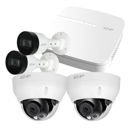 Paquete-1-NO-POE Paquete IP 4ch NVR 3MP 48Mbps 6TB H.265 2 Cámara Domo 2 Cámara Bala 2MP Plástico/Metal S/Caja Fábrica (LOC-ALMACEN-H0502)(P1-NV4-3M-4BD2Ma) - Image 1
